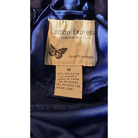 Silky ruffled halter top in a deep blue size Medium - Picture 3 of 3